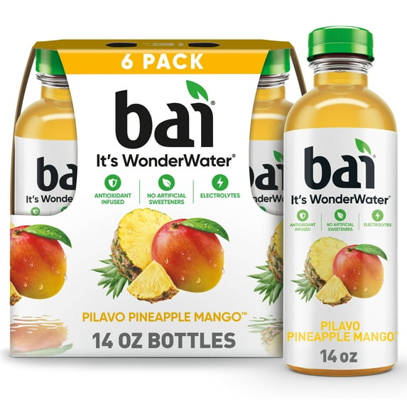 Bai Pilavo Pineapple Mango Antioxidant Infused Water Beverage, 14 fl oz, 6 Pack Bottles