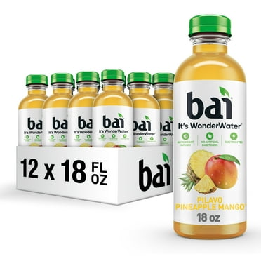 Bai Pilavo Pineapple Mango Antioxidant Infused Water Beverage, 18 fl oz, 12 Pack Bottles
