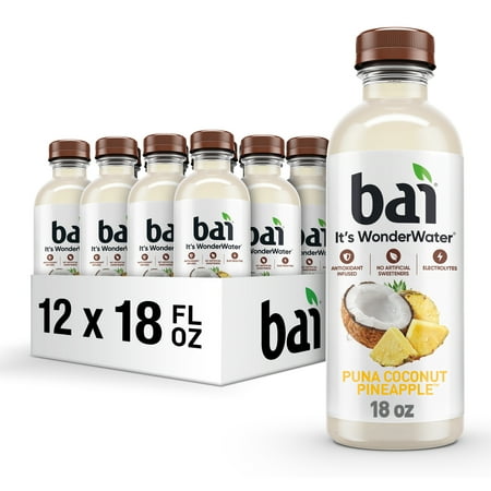 Bai Puna Coconut Pineapple Antioxidant Infused Water Beverage, 18 fl oz, 12 Pack Bottles