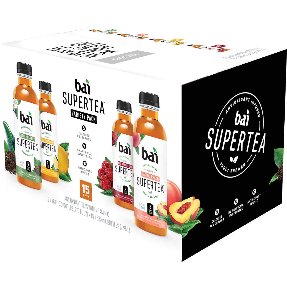 Bai Supertea AntioxidantInfused Tea, 18 Oz, Variety Pack, Pack Of 15