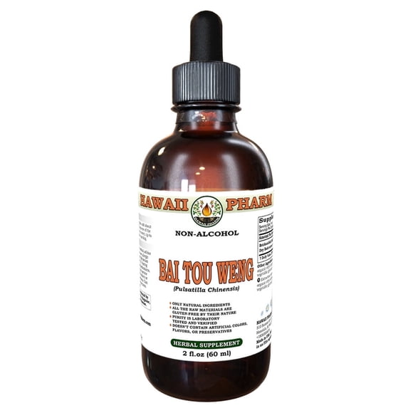 Bai Tou Weng (Pulsatilla Chinensis) Dry Root Liquid Extract Tincture. Expertly Extracted by Trusted HawaiiPharm Brand. Absolutely Natural. Proudly made in USA. Tincture 2 Fl.Oz