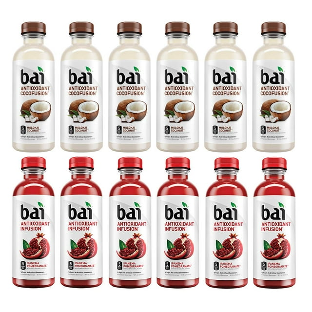 Bai Variety Antioxidant Juices Pack, Pack of 12, 18 fl oz, Cocofusion Molokai Coconut, Infusion