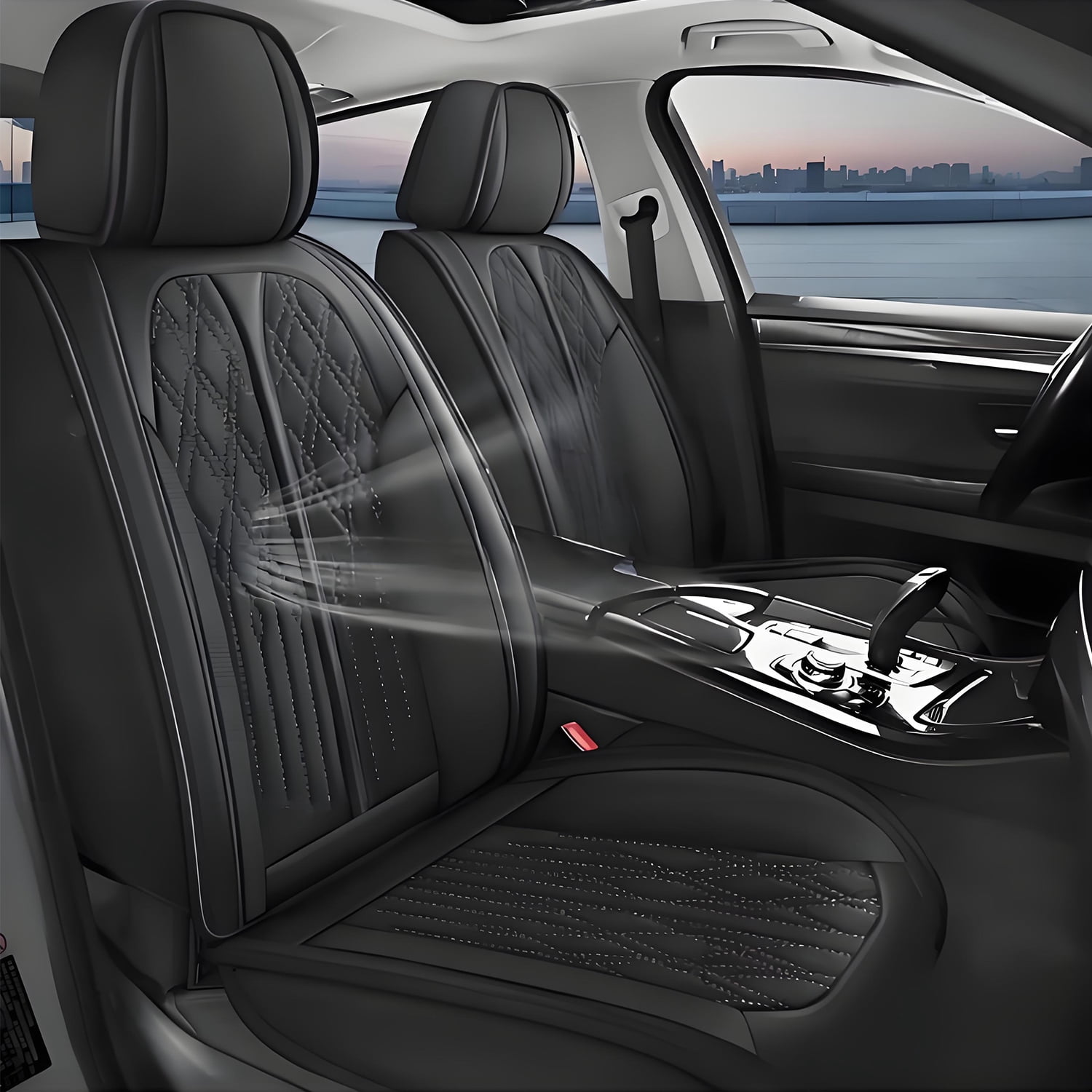 BaiCH Car Seat Covers, Breathable and Waterproof Faux Leather Automotive Seat Covers for Cars SUV Truck Sedan,Universal Anti-Slip Driver Seat Cover with Backrest (Full Seat, Black)