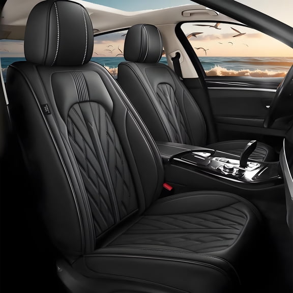 BaiCH Compatible with Honda Accord 2003-2017 Car Seat Covers 5-Seat Faux Leather Full Set Compatible Airbag