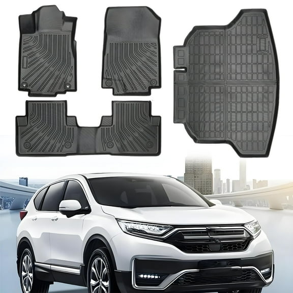 BaiCH Floor Mats & Cargo Liner Fit for Honda CR-V 2012-2016, All Weather TPE Custom Fit Floor Liner 1st, 2nd Row and Full Set Trunk Car Mats Black