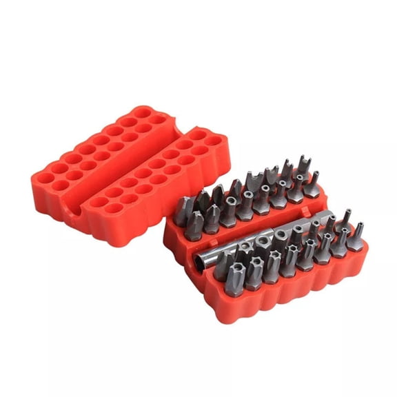 BaiCH Security Tamper Proof Bit Set 33pcs Torq Torx Hex Star Spanner Tri Wing Electric Screwdriver Hex Bit 1/4" 6.35mm Magnetic Holder