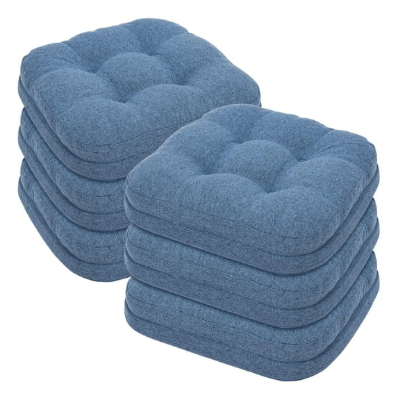 Baibu Chair Cushions, Dual-Layer with Memory Foam Fulfillment, Navy Blue, 6 Packs