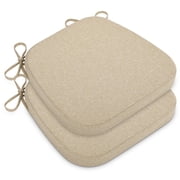 Baibu Chair Cushions for Kitchen Chairs 2" Thick Dining Chair Pads with Ties 17" x 16" Set of 2, Beige