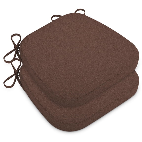 Baibu Chair Cushions for Kitchen Chairs 2" Thick Dining Chair Pads with Ties 17" x 16" Set of 2, Brown