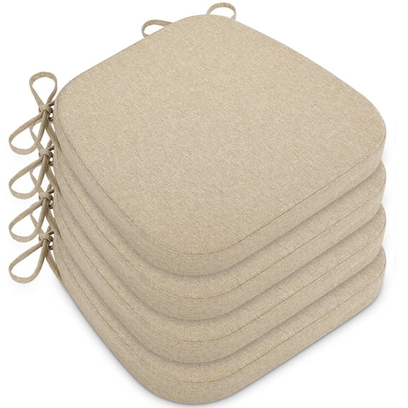 Baibu Chair Cushions for Kitchen Chairs 2" Thick Dining Chair Pads with Ties 17" x 16" Set of 4, Beige