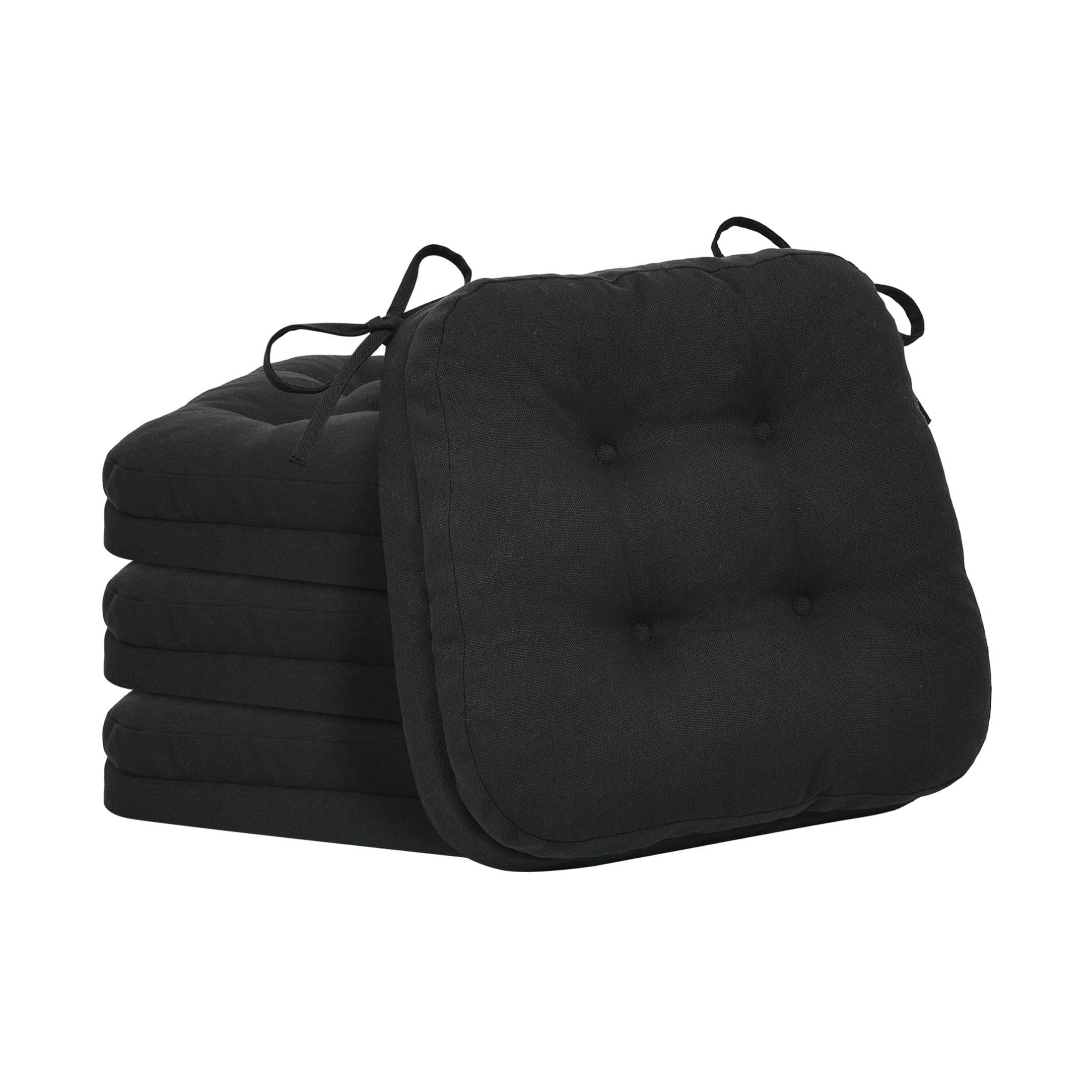 Baibu Kitchen Chair Cushions Memory Foam 3.5" Thick Dual-layer Seat Cushions Dining Chair Pads, Set of 4, Black