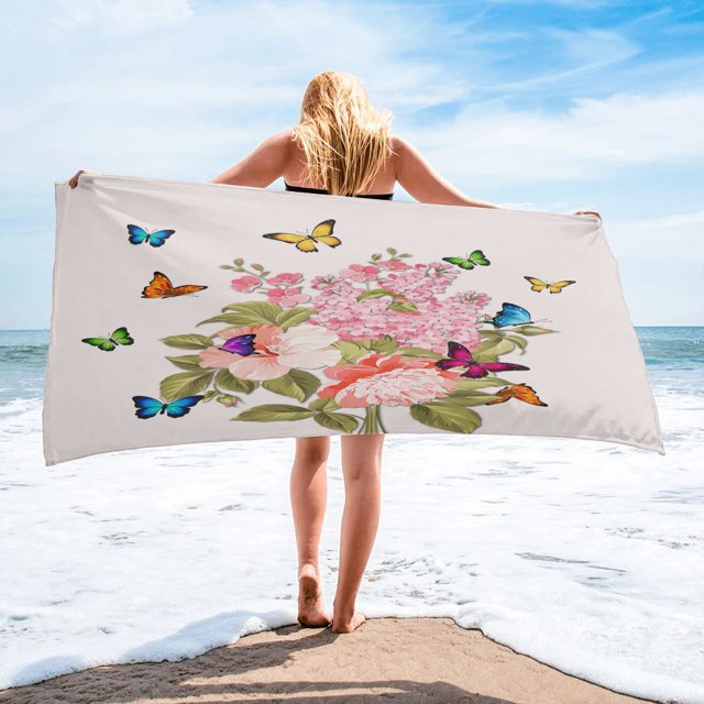 Baihe Peony Painting Image Beach Towel Luxury Quickdry Microfiber