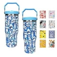 thumbnail image 1 of Baiheyi 30 oz Blue Shark cup Flip Straw Tumbler with Top Handle Insulated Resuable Vacuum Tumbler for Home Office Car Dishwasher Safe, 1 of 6