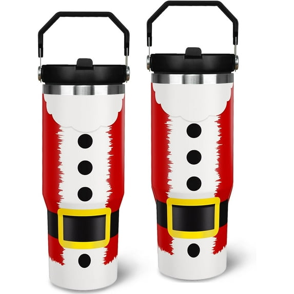 Baiheyi 30oz Christmas Tumbler Mug Funny Santa Gifts for Kids and Adults Insulated Stainless Steel Tumbler with Handle Travel Coffee Cup Water Bottles