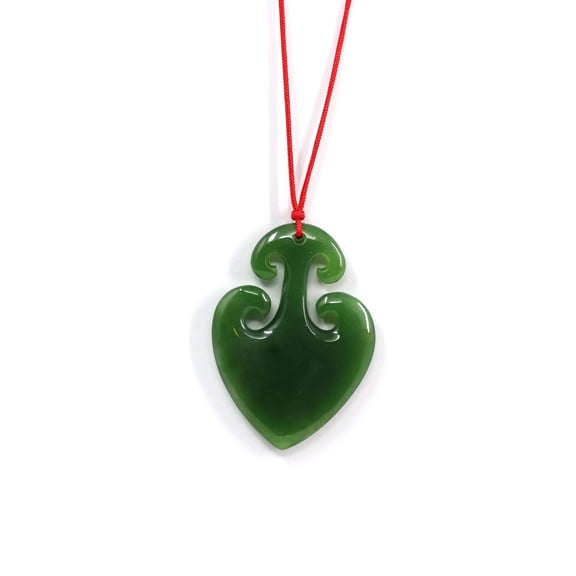 Baikalla "Lucky Jade Anchor" Green Jade Pendant Necklace