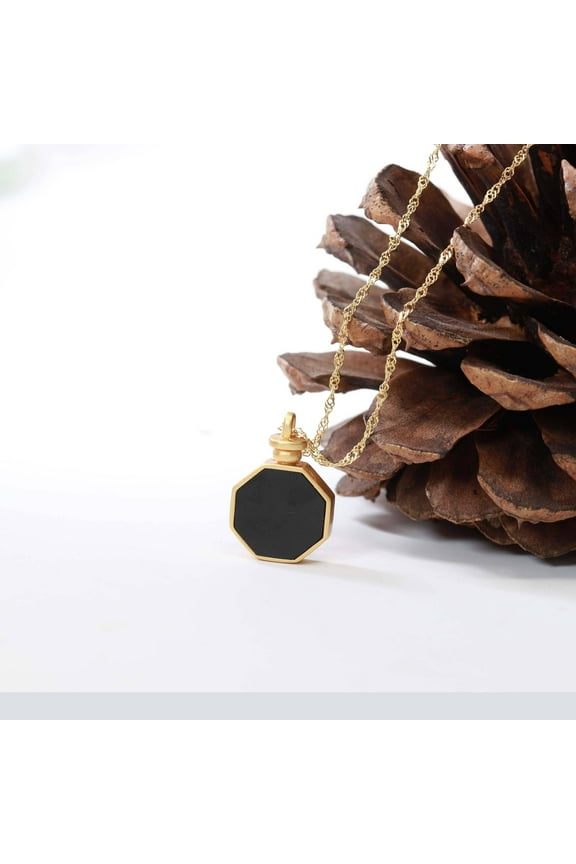 Sterling Silver Real Black Nephrite Jade Classic Square Pendant Necklace