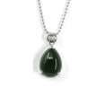 thumbnail image 1 of Baikallaâ„¢ "Teardrop" Sterling Silver Real Green Jade Classic Pendant Necklace, 1 of 8