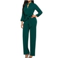 thumbnail image 1 of Baikeli Casual Jumpsuits for Women,Women V-Neck Belted Jumpsuit Long Sleeve Wide Leg Overalls Overalls for Women, 1 of 3