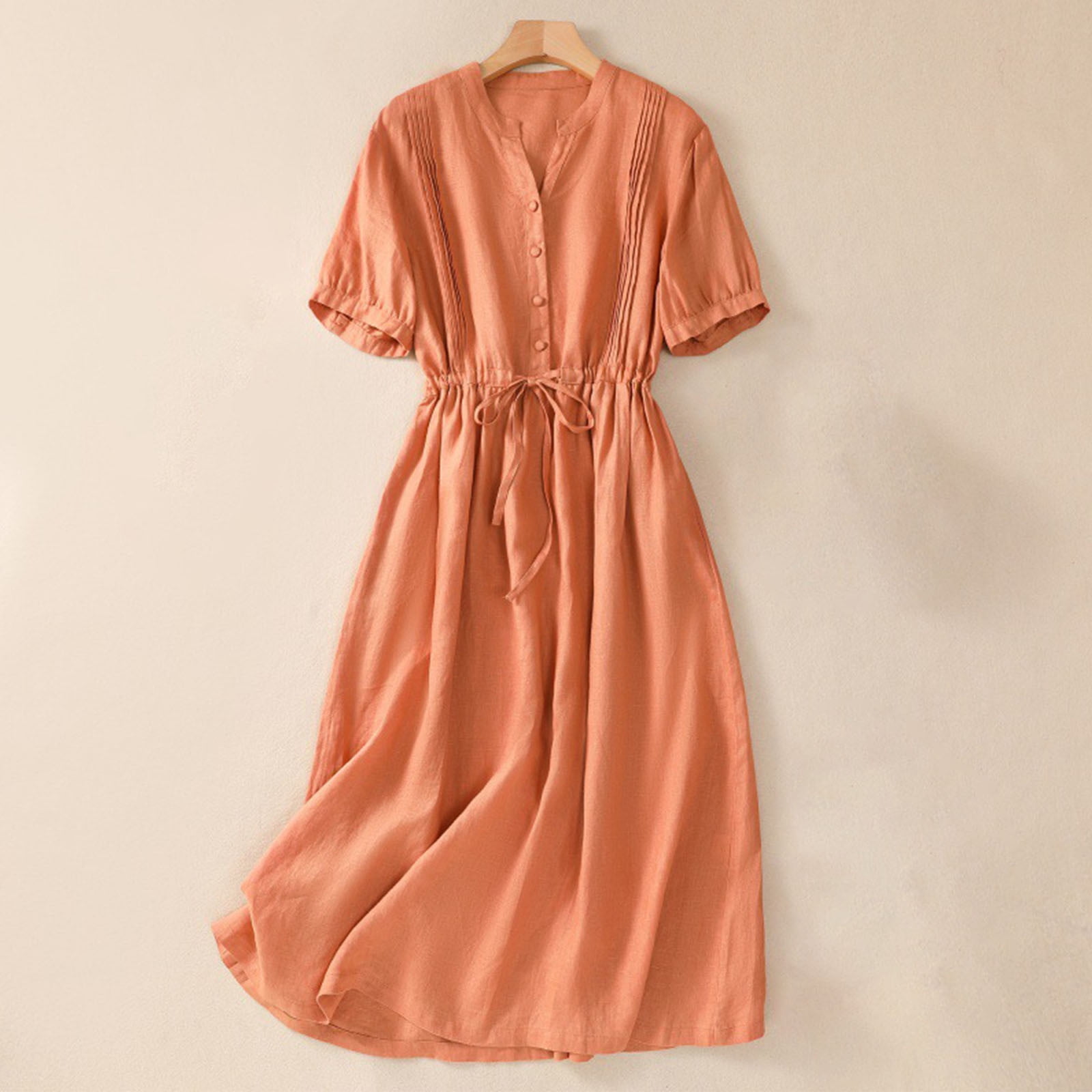 Baikeli Cheap Dress Women's Fashionable Loose Fitting Solid V-Neck Short  Sleeved Dress Dresses for Women 2024 - Walmart.com