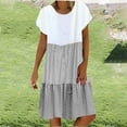 thumbnail image 1 of Baikeli Cheap Spring Dresses for Women 2024 Fashion Women Casual Loose Stripe Patchwork Round Neck Short Sleeves Dress Dresses for Women 2024, 1 of 6