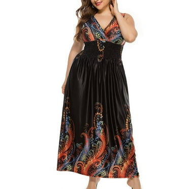 Baikeli Clearance Boho Dresses Women's Oversized Summer Fashionable Beach Sleeveless V-Neck Dress Spring Dresses for Women