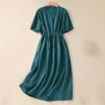 thumbnail image 1 of Summer Saving Clearance Baikeli Clearance Dresses for Women Women's Fashionable Loose Fitting Solid V-Neck Short Sleeved Dress Summer Dress Flowy, 1 of 5