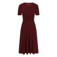 thumbnail image 1 of Summer Saving Clearance Baikeli Clearance Summer Dresses Women's Fashion Fallow Solid Color Short Sleeve V-Neck Dresses Dresses for Women, 1 of 4