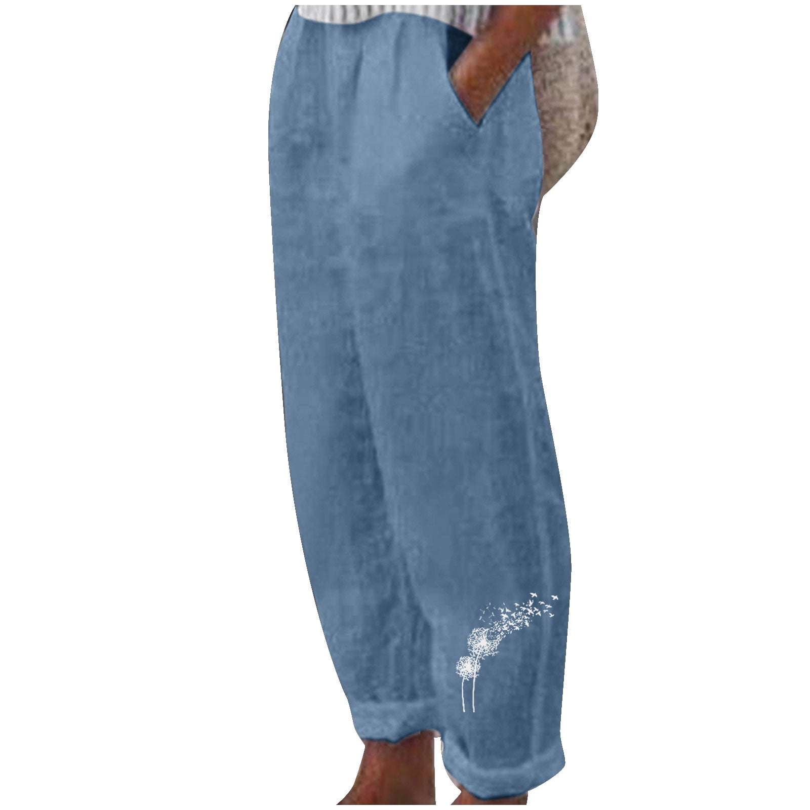 Baikeli Cotton Linen Pants for Women Loose Fit Summer Trousers Plus ...