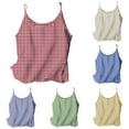 thumbnail image 1 of Baikeli Cotton Linen Tank Top for Women Plaid Camisole Tops Summer Casual Loose Fit Spaghetti Strap Blouse Liquidación Purple XXXL, 1 of 6