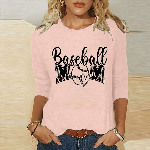 Baikeli Deals of The Day Today only Mothers Day Shirts for Women 2024 Summer Casual Tops O-Neck Shirts 3/4 Sleeve Tee Loose Letter Printed Blouses 3/4 Sleeve Tops for Women