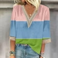 thumbnail image 1 of Baikeli Deals of The Day Today only Women's Printed Pullover V-Neck Lace T-Shirt With 4/3 Sleeves And 3/4 Sleeves Top Women Tops And Blouses, 1 of 4