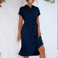 thumbnail image 1 of Baikeli Dresses Clearance Summer Dresses for Women 2024 Lapel Neck Sundress Bandage Tunic Outfits Solid Color Dresses Beach Vacation Dress Dresses for Women 2024, 1 of 6