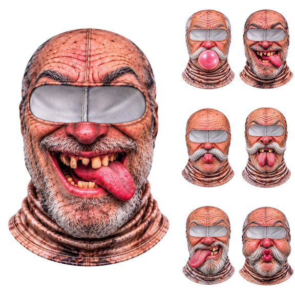Baikeli Funny Old Man Ski Mask Realistic Face Balaclava 3D Full Face Print Winter Realistic Grandpa Winter Balaclava Hilarious Winter Party Gear for Outdoor Groups