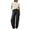 thumbnail image 1 of Baikeli Order Again My Orders 2024 2 Piece Knit Sets for Women Trendy Sweatsuit Sets O-Neck Short Sleeve Tops Solid Color Pants Sweater Sets With Pockets Lounge Sets for Women, 1 of 4