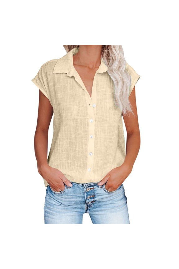 Plus Size Tunic Tops for Women 2024 Short Sleeve Workout Tops for Women Cute Solid Color Tunic Button Down Tees Sexy Lapel Neck Blouses Daily Casual Top Blusas Casuales De Mujer 2024