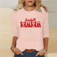 thumbnail image 1 of Baikeli Selling Womens Tops Mom Daily Tops for Women 3/4 Sleeve T-Shirts Comfort O-Neck Shirts Casual Letter Print Blouses Loose Fit Pullover Women 3/4 Sleeve Tops And Blouses, 1 of 5