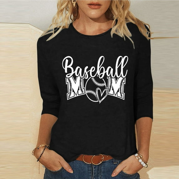 Baikeli Selling Womens Tops Mothers Day Shirts for Women 2024 Summer Casual Tops O-Neck Shirts 3/4 Sleeve Tee Loose Letter Printed Blouses 3/4 Sleeve Dress for Women