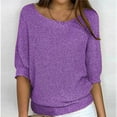 thumbnail image 1 of Baikeli Top Deals of The Day 3/4 Sleeve Shirts for Women Summer Plus Size Blouses Solid Color T-Shirts Round Neck Tops Casual Knit Pullover Boat Neck 3/4 Sleeve Tops for Women, 1 of 6