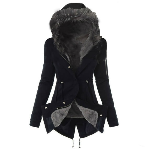 Baikeli Winter Puffer Coats for Women Plus Size Thick Jackets Padded Warm Outerwear Fashion Lined Hooded Zipper Parkas Jacket