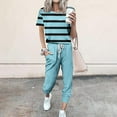 thumbnail image 1 of Baikeli Women's Sets Clearance Two Piece Outfits for Women 2024 Summer Suits Striped Tops Drawstring Waist Pants Jogger Sets With Pockets Pants Suit for Women Dressy Casual, 1 of 5