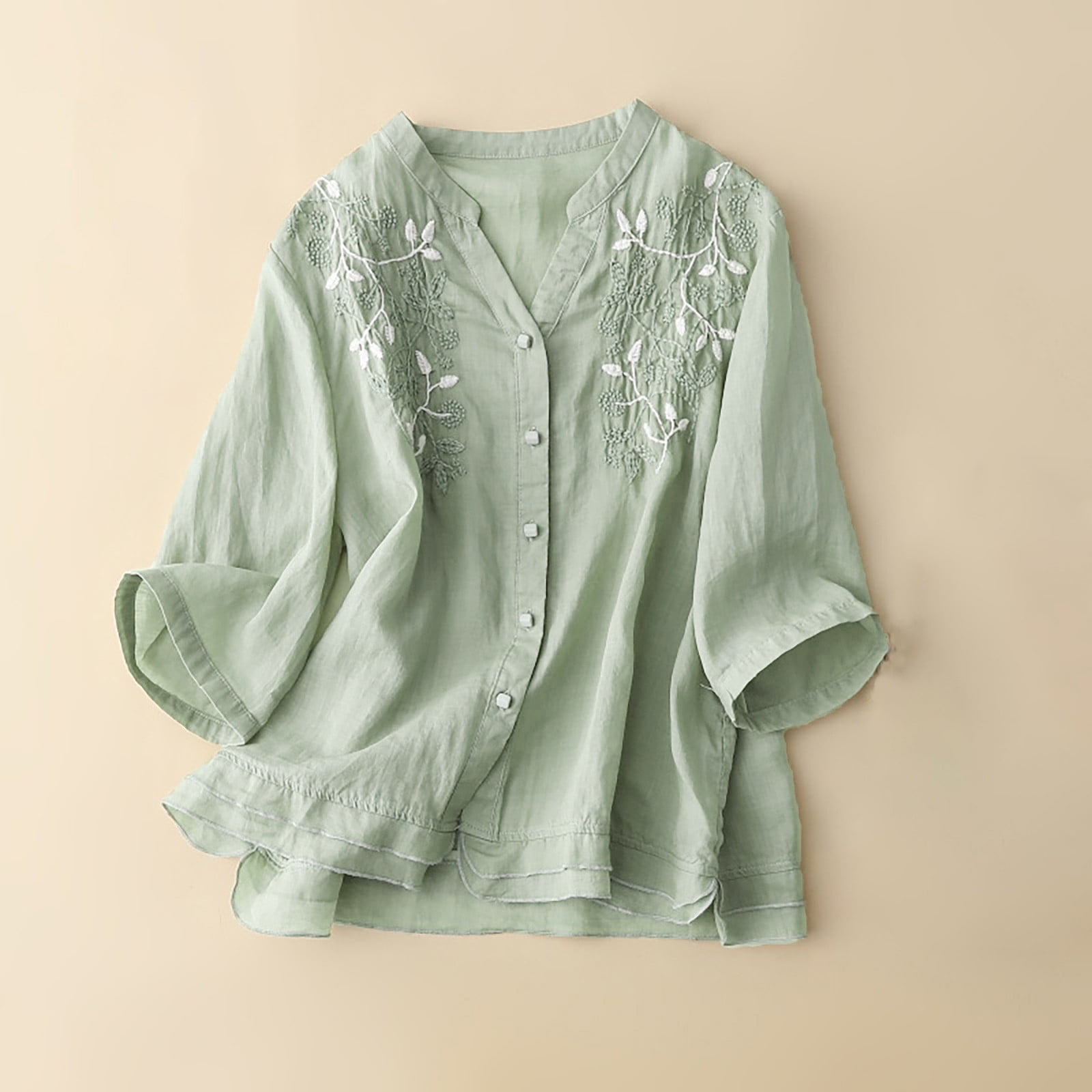Baikeli Women's Tops Clearance Sale 3/4 Sleeve Tunic Tops for Women Summer Casual Tee Flower