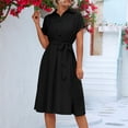 thumbnail image 1 of Baikeli Womens Dresses Clearance Sale Summer Dresses for Women 2024 Lapel Neck Sundress Bandage Tunic Outfits Solid Color Dresses Beach Vacation Dress Womens Spring Dress, 1 of 6