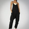 thumbnail image 1 of Baikeli Womens Rompers Deals Casual Rompers for Women 2024 Summer Jumpsuits Sleeveless Outfits Ribbed Spaghetti Strap Overalls with Pockets Womens Casual Overalls, 1 of 6