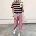 thumbnail image 1 of Baikeli Womens Sets Clearance Sale Prime Two Piece Outfits for Women 2024 Summer Suits Striped Tops Drawstring Waist Pants Jogger Sets With Pockets Casual Travel Outfits for Women, 1 of 5