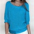 thumbnail image 1 of Baikeli Womens Tops Dressy Casual Clearance 3/4 Sleeve Shirts for Women Summer Plus Size Blouses Solid Color T-Shirts Round Neck Tops Casual Knit Pullover Womens Tops Casual, 1 of 6