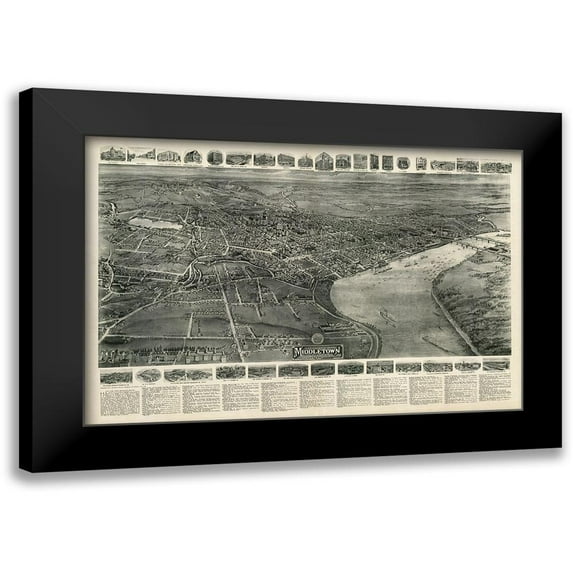 Bailey 14x11 Black Modern Framed Museum Art Print Titled - Middletown Connecticut - Bailey 1915