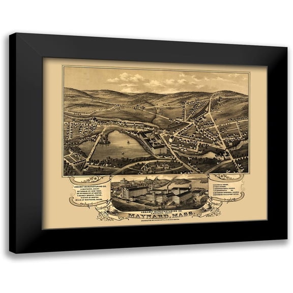 Bailey 14x12 Black Modern Framed Museum Art Print Titled - Maynard Massachusetts - Bailey 1879