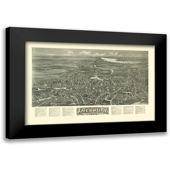 Bailey 18x13 Black Modern Framed Museum Art Print Titled - Amesbury Massachusetts - Bailey 1914