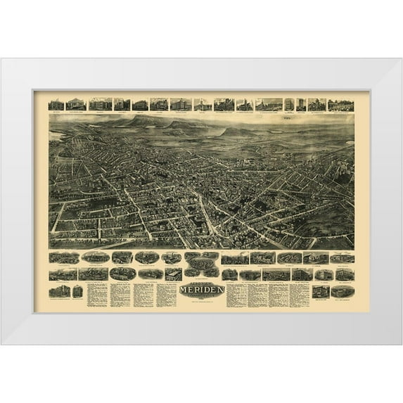 Bailey 18x13 White Modern Wood Framed Museum Art Print Titled - Meriden Connecticut - Bailey 1918