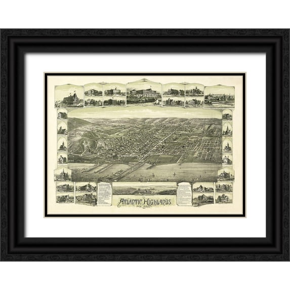 Bailey 32x24 Black Ornate Wood Framed with Double Matting Museum Art Print Titled - Atlantic Highlands New Jersey - Bailey 1894
